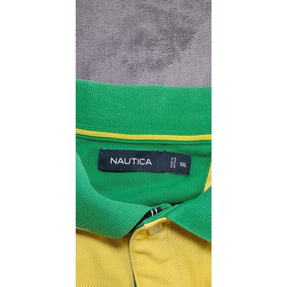NAUTICA POLO SIZE XXL SHIRT BRAZIL LOGOS MEN'S YELLOW GREEN SHORT SLEEVE C19-65 - Picture 7 of 10
